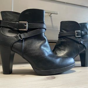 Black leather booties